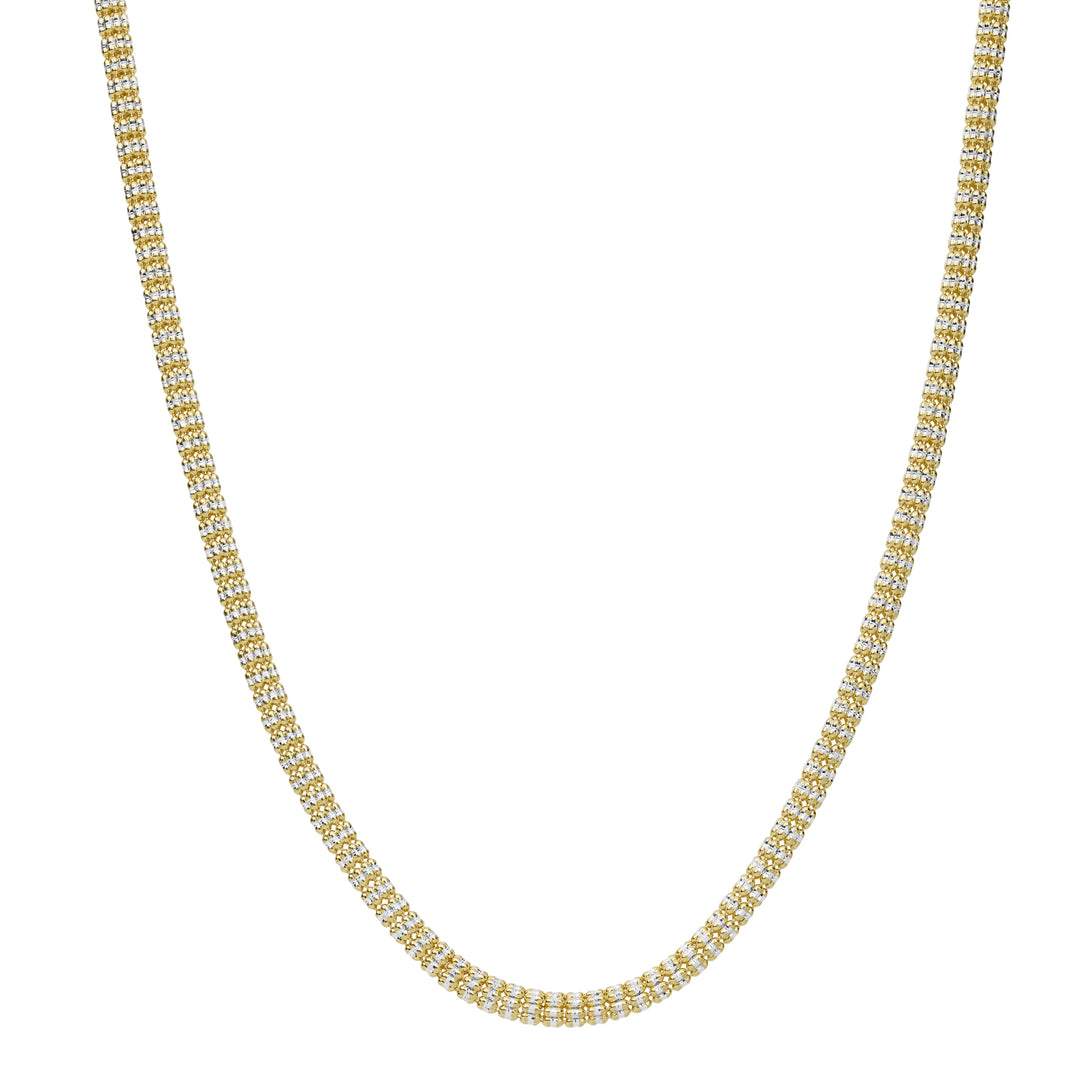 Gold chain necklace on a white background