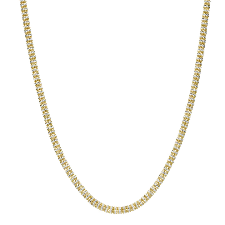 Gold chain necklace on a white background