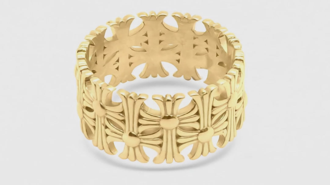 Anillo gótico de flor de oro de 10 quilates (con piedras)