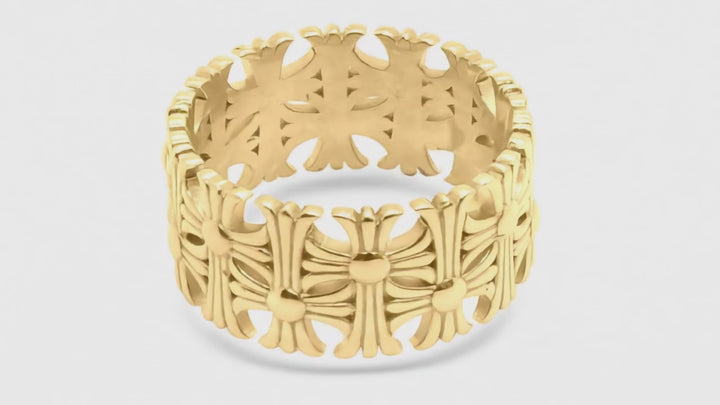 Anillo gótico de flor de oro de 10 quilates (con piedras)