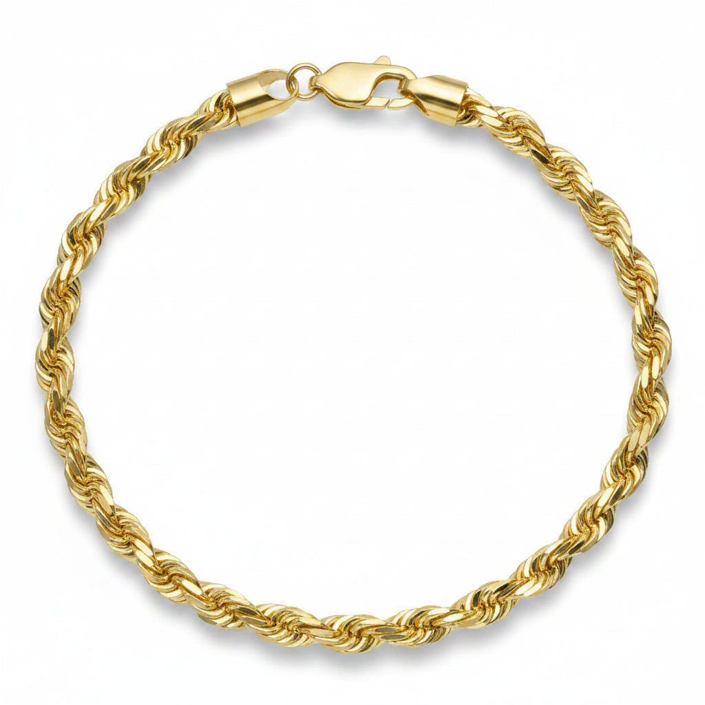 Men's Bracelet 10K Yellow Gold Rope Bracelet Pochy Jewelry in Miami