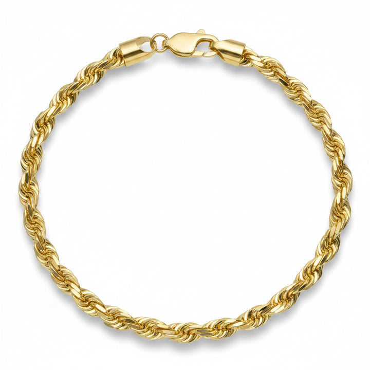 Men's Bracelet 10K Yellow Gold Rope Bracelet Pochy Jewelry in Miami