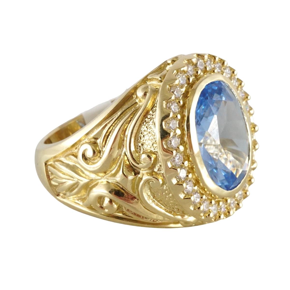 Light Blue Stone Gold Ring 10k - Pochy Jewelry Factory