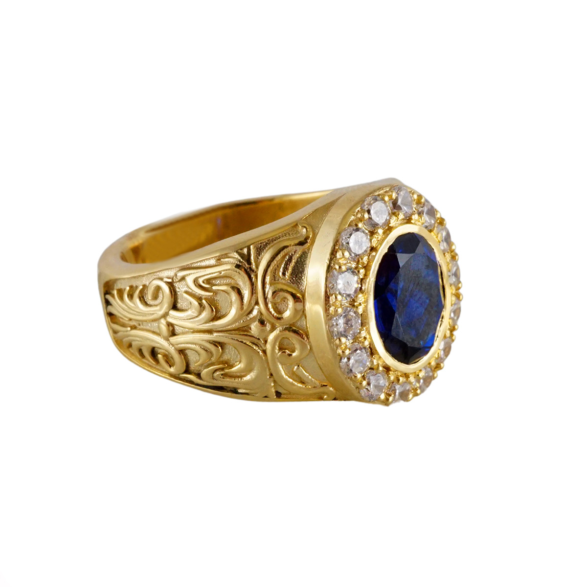 Blue Stone Gold Ring 10k - Pochy Jewelry Factory