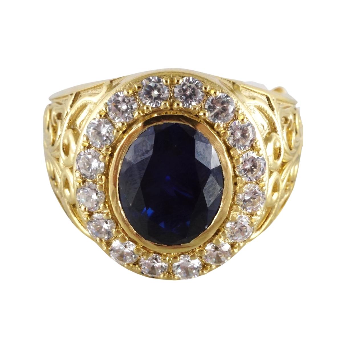 Blue Stone Gold Ring 10k - Pochy Jewelry Factory